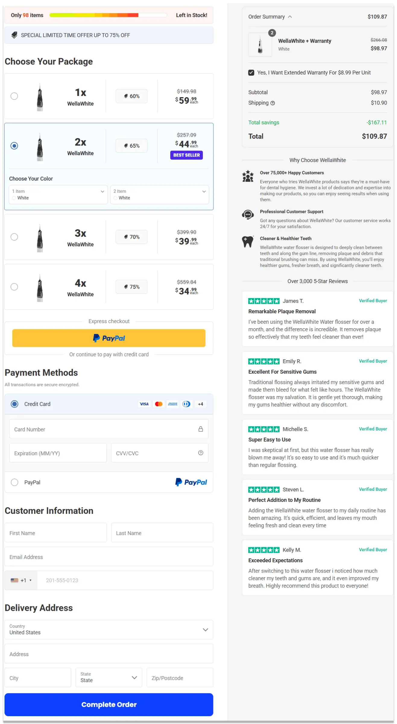 Water Flosser Secure Checkout Page